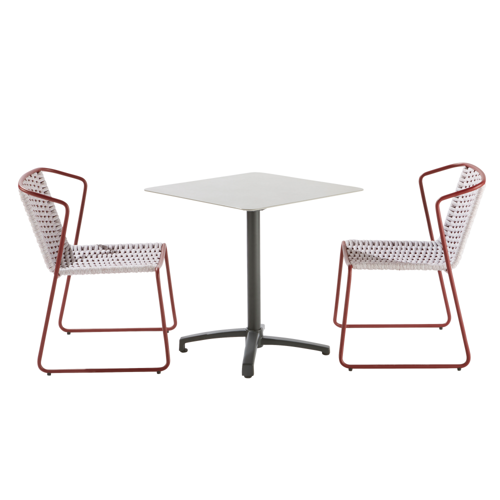 כיסא אוכל עם ידיות צבע אדוםLivia