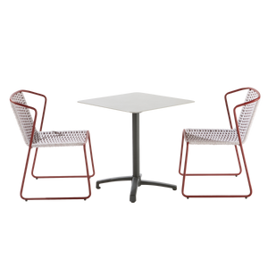 כיסא אוכל עם ידיות צבע אדוםLivia