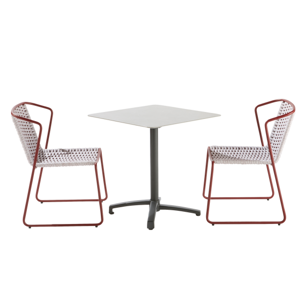 כיסא אוכל עם ידיות צבע אדוםLivia