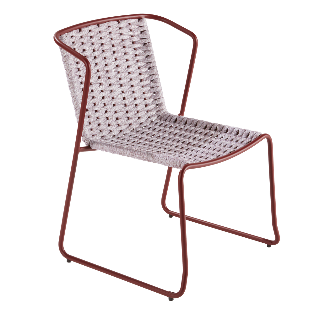 כיסא אוכל עם ידיות צבע אדוםLivia