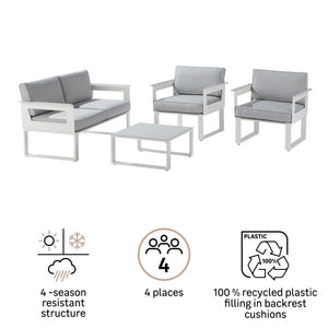 מערכת ישיבה לגינה Odyssea II אלומיניום צבע לבן