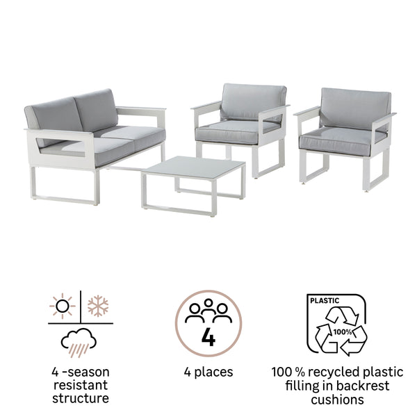 מערכת ישיבה לגינה Odyssea II אלומיניום צבע לבן