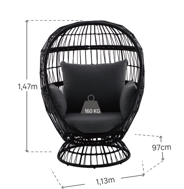 JUNO ערסל מסתובב צבע אפור כהה