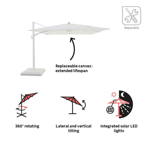 שמשיית רגל צד 290X290 עם תאורת LED Sonora צבע לבן