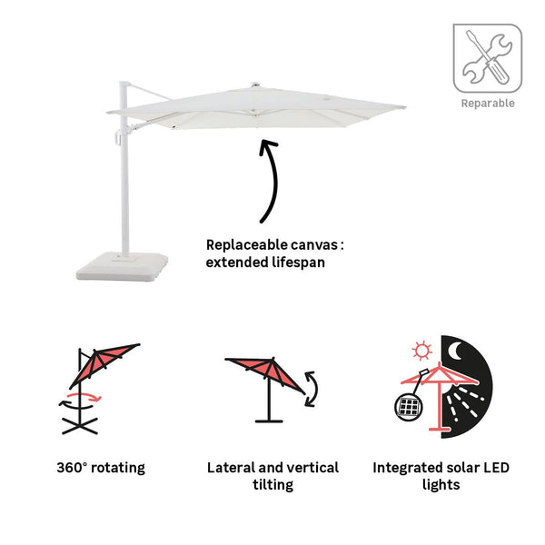 שמשיית רגל צד 290X290 עם תאורת LED Sonora צבע לבן