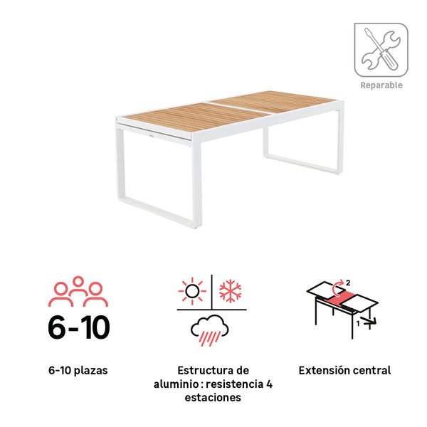 שולחן אוכל נפתח ל-3.20 עץ טיק PERSEA
