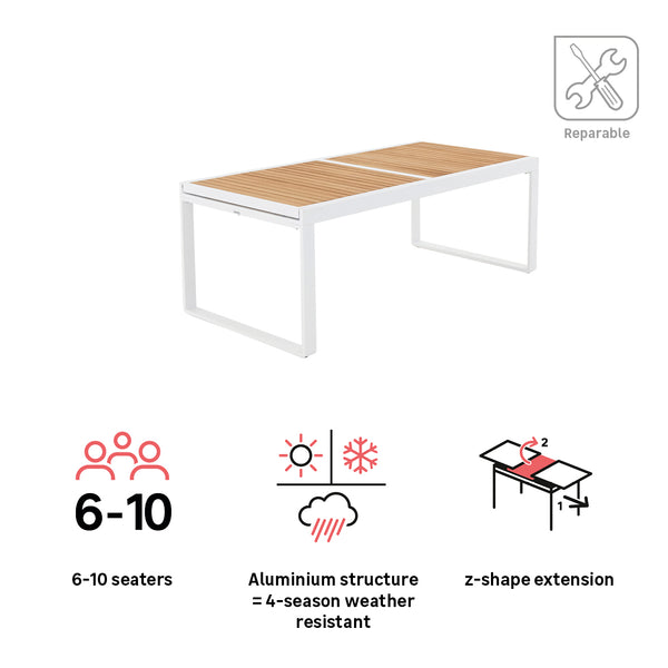שולחן אוכל נפתח ל-3.20 עץ טיק PERSEA