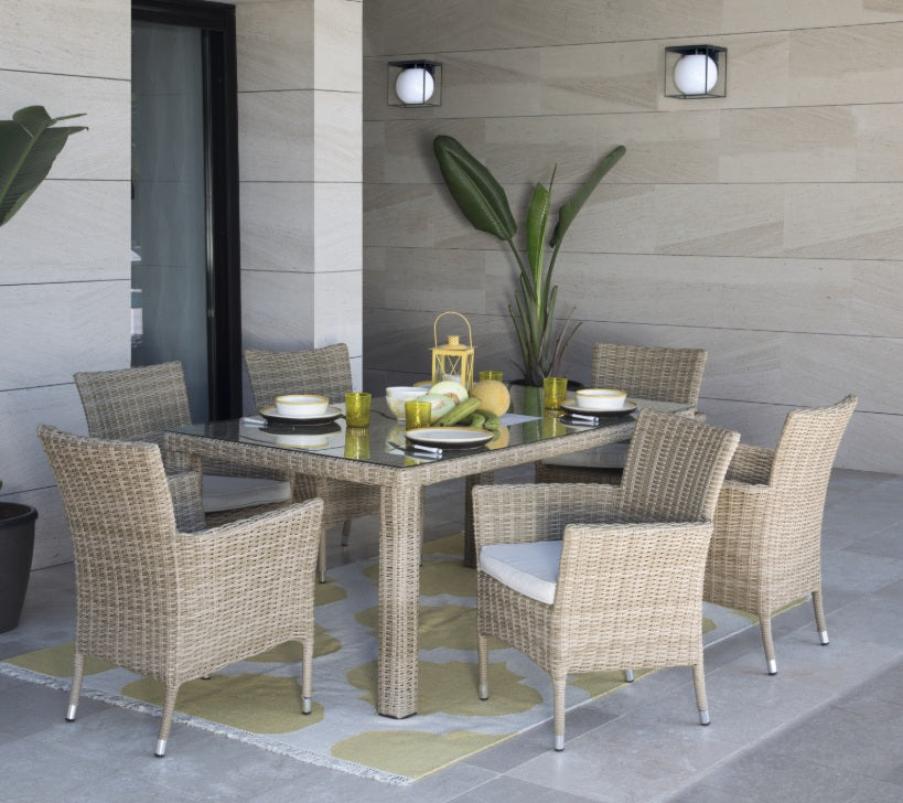 שולחן אוכל מלבני ראטן טבעי Costa Rica