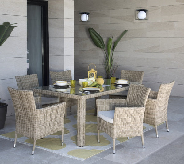 שולחן אוכל מלבני ראטן טבעי Costa Rica