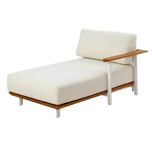 מערכת ישיבה פינתית בדים 100% אטומים למים אלומיניום ועץ טיק DUNE