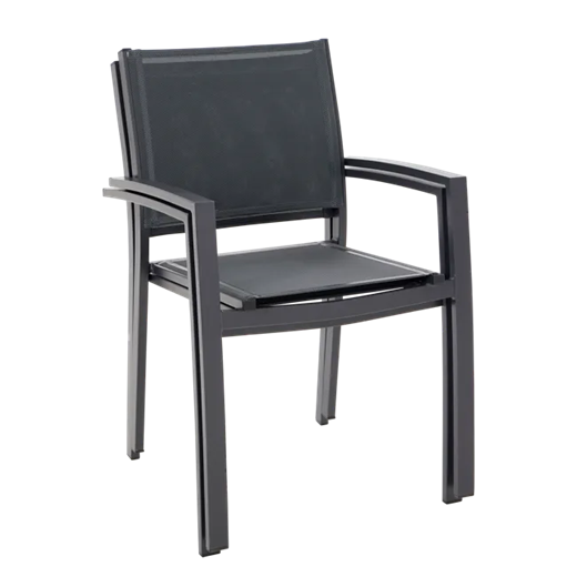 כיסא אוכל לחצר עם ידיות אפור כהה LYRA