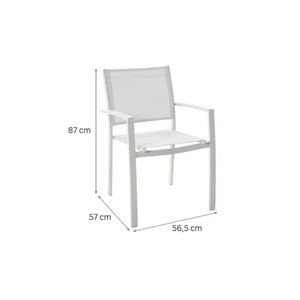 כיסא אוכל לחצר עם ידיות צבע לבן LYRA