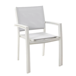 כיסא אוכל לחצר עם ידיות צבע לבן LYRA