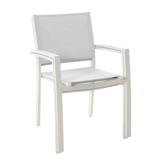 כיסא אוכל לחצר עם ידיות צבע לבן LYRA