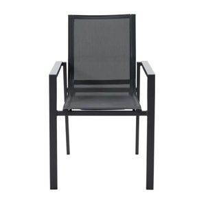 כיסא אוכל לחצר עם ידיות וגב מחובר אפור כהה ODYSSEA