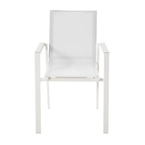 כיסא אוכל לחצר עם ידיות וגב מחובר לבן ODYSSEA