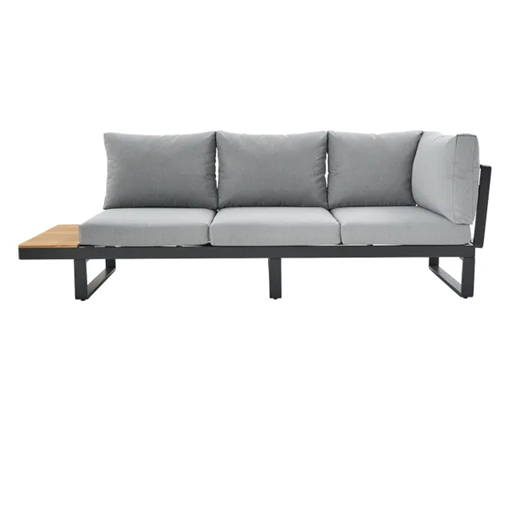 מערכת ישיבה פינתית מאלומיניום אפור כהה משולב עץ טיק PERSEA