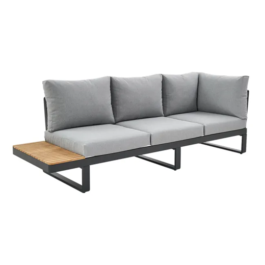 מערכת ישיבה פינתית מאלומיניום אפור כהה משולב עץ טיק PERSEA