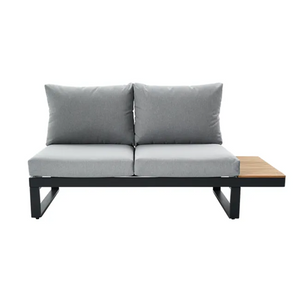 מערכת ישיבה פינתית מאלומיניום אפור כהה משולב עץ טיק PERSEA