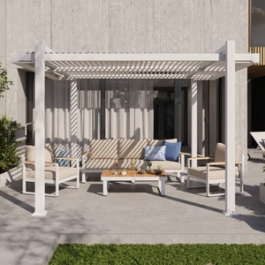 מערכת ישיבה מאלומיניום לבן משולב עץ טיק PERSEA