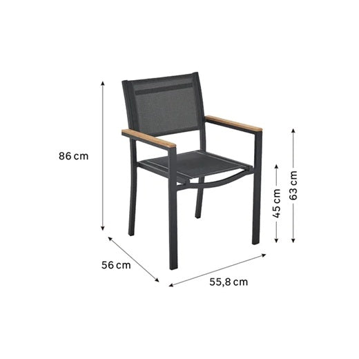 כיסא אוכל עם ידיות PERSEA אפור כהה