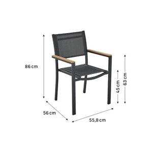 כיסא אוכל עם ידיות PERSEA אפור כהה