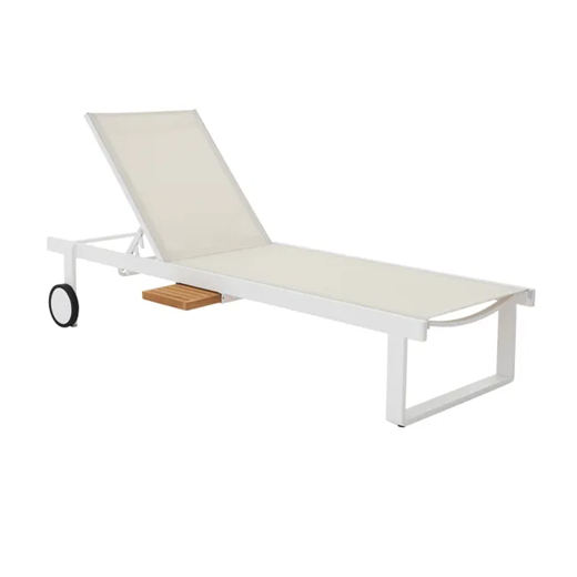 מיטת שיזוף אלומיניום לבן ועץ טיק PERSEA
