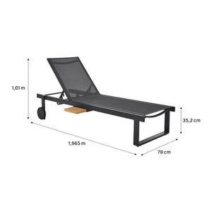 מיטת שיזוף אלומיניום אפור כהה ועץ טיק PERSEA