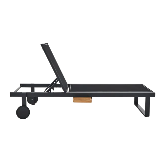 מיטת שיזוף אלומיניום אפור כהה ועץ טיק PERSEA