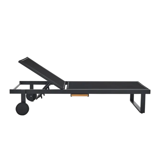 מיטת שיזוף אלומיניום אפור כהה ועץ טיק PERSEA