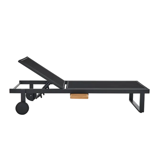 מיטת שיזוף אלומיניום אפור כהה ועץ טיק PERSEA