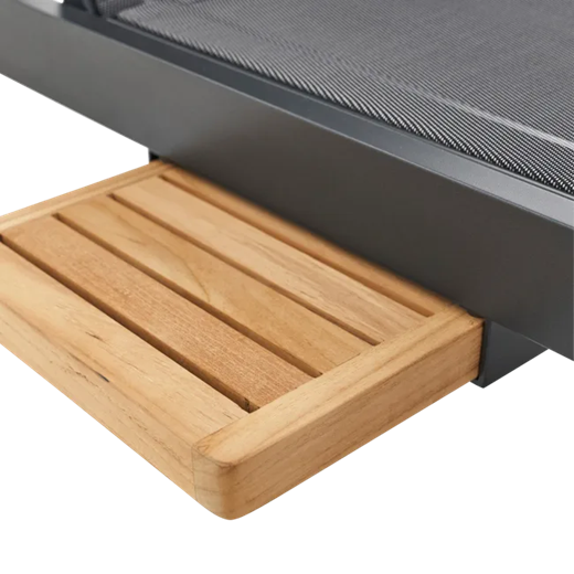 מיטת שיזוף אלומיניום אפור כהה ועץ טיק PERSEA