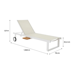 מיטת שיזוף אלומיניום לבן ועץ טיק PERSEA