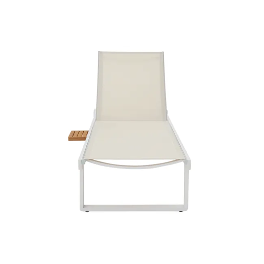 מיטת שיזוף אלומיניום לבן ועץ טיק PERSEA