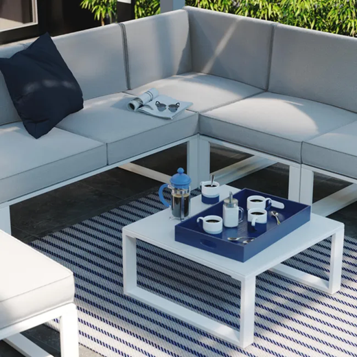 מערכת ישיבה פינתית לגינה  Odyssea II אלומיניום צבע לבן