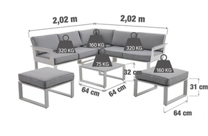 מערכת ישיבה פינתית לגינה  Odyssea II אלומיניום צבע לבן