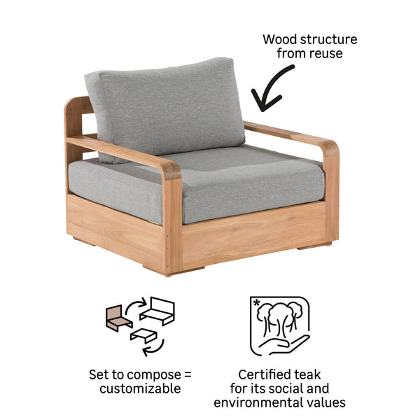 כורסה מעץ טיק Baelo 